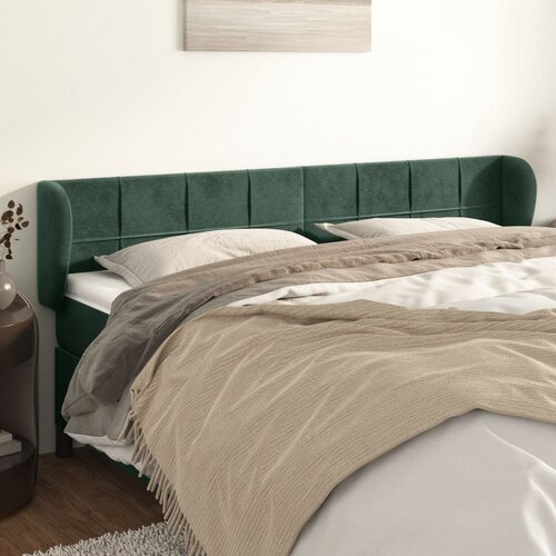 VidaXL Vzglavje z u&amp;scaron;esi temno zelen 163x23x78/88 cm žamet Slike