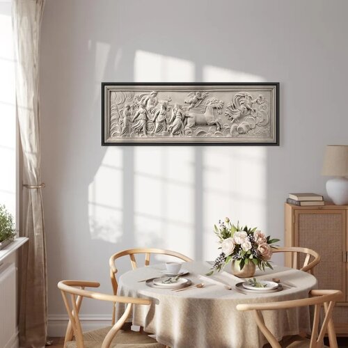  Slika - Relief: Apollo and Muses 90x30 U crnom drvenom okviru Cene