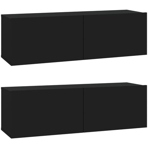 VidaXL Stenska TV omarica 2 kosa črna 100x30x30 cm inženirski les, (20733545) Slike