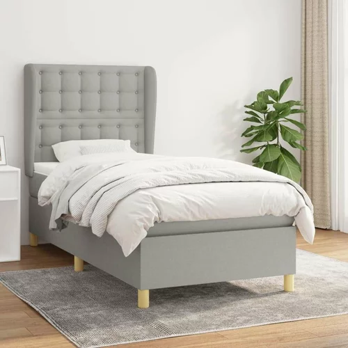  Box spring postelja z vzmetnico svetlo siv 100x200 cm blago, (20900402)