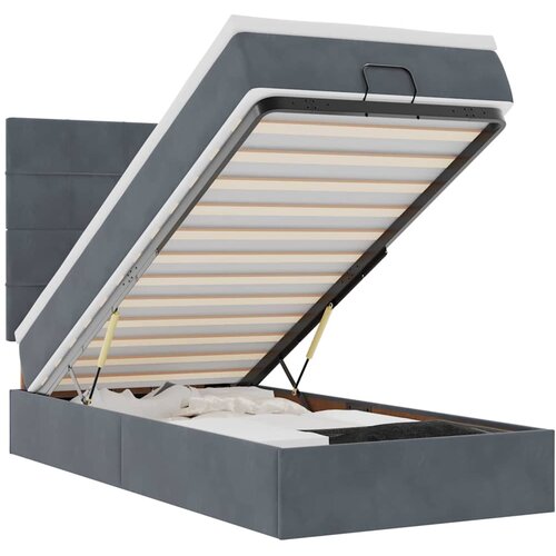 Maison Chic Otomanski Posteljni okvir - Enojna postelja - Postelja za odrasle z vzmetnicami siv 90x190cm žamet-J2097, (21761926) Cene