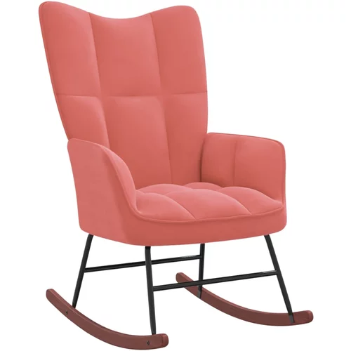 Stolica za ljuljanje ružičasta baršunasta