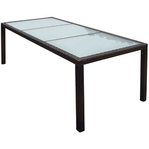 VidaXL Vrtna miza 190x90x75 cm rjav poli ratan in steklo, (20918597) Slike