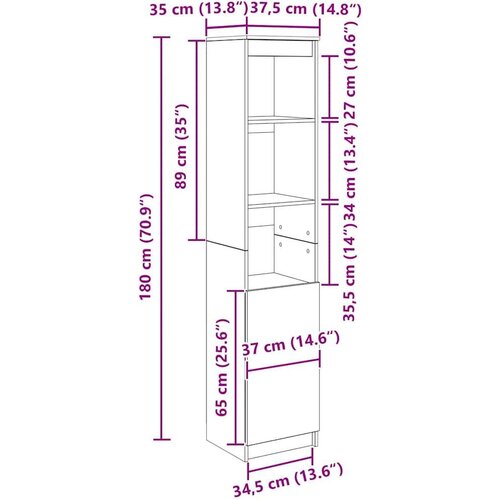 VidaXL Visoka ploča dimljeni hrast 37,5x35x180 cm izrađeno drvo Slike