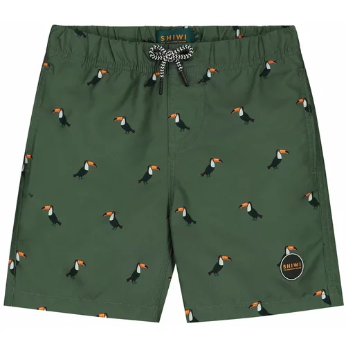 Shiwi Kratke kopalne hlače temno zelena / oranžna / črna / bela