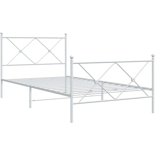 vidaXL Kovinski posteljni okvir z vzglavjem in vznožjem bel 107x203 cm, (21128083) Cene