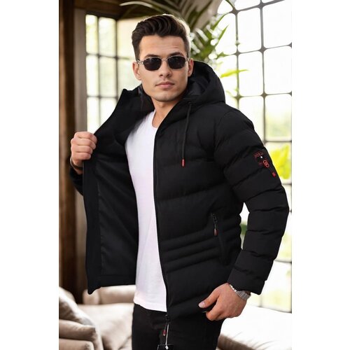 Dewberry 67514 Hooded Winter Mens Puffer Coat-BLACK Slike