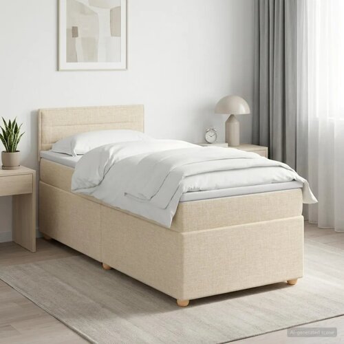  Boxspring krevet s madracem Krem 90 x 190 cm Tkanina - Krem 90 x 190 cm Dizajn linija Slike