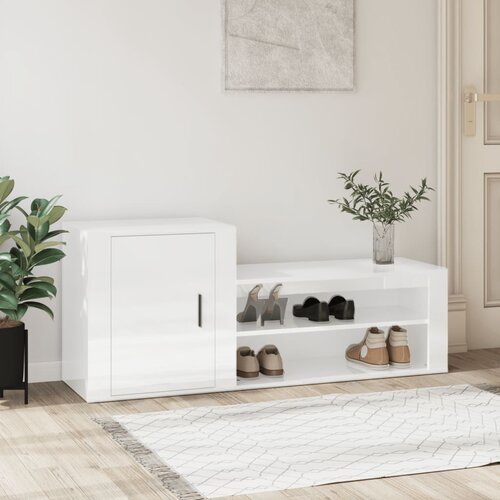 vidaXL Omarica za čevlje visok sijaj bela 130x35x54 cm inženirski les Cene
