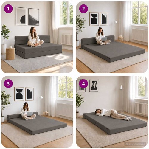 SOFA na razvlačenje Tamnosiva 152 x 86,5 x 60 cm Tkanina Slike