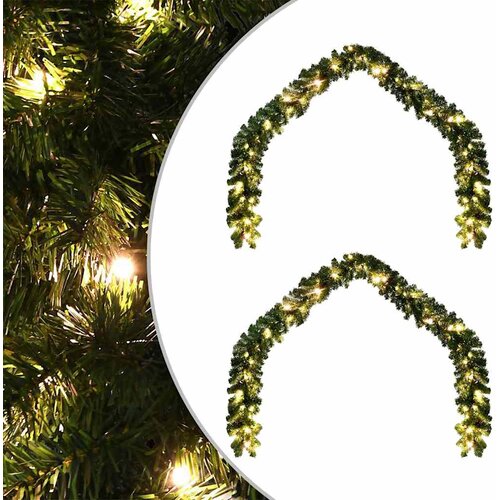  Božićni vijenci s 600 LED svjetlima 2 pcs Zelena PVC Slike