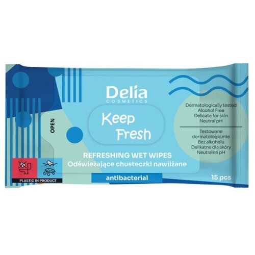 Delia KEEP FRESH Antibakterijske Vlažne Maramice 15 kom. | Cosmetics | Kozmo Slike