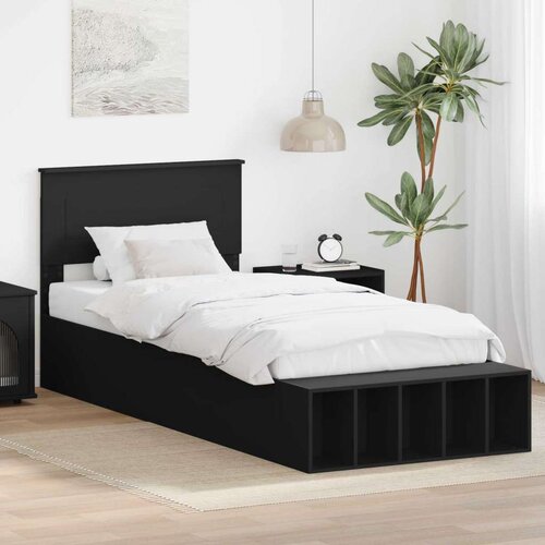  Okvir za krevet Crna 90 x 190 cm Konstruirano drvo - Crna 90 x 190 cm Slike