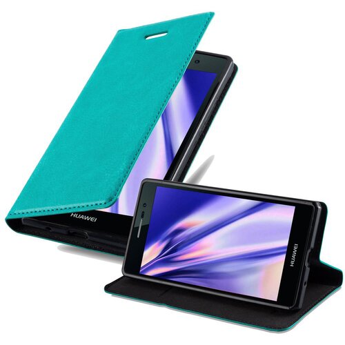 Cadorabo Ohi&scaron;je, združljivo z Huawei ASCEND P7 v bencinsko turkizna - Za&scaron;čitni ovitek z magnetnim zapiranjem, stoječo funkcijo in režo za kartice, (20558399) Cene