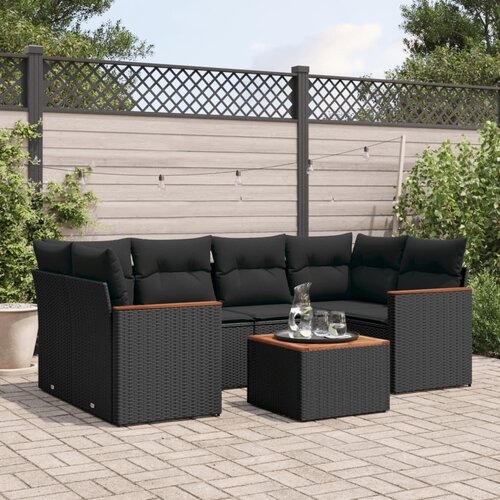  7-dijelni set vrtnih sofa od poliratana s jastucima crni Cijene
