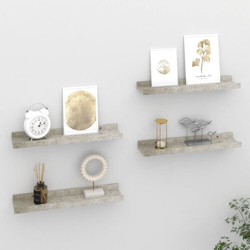 The Living Store Stenske police 4 kosi betonsko sive 40x90x3 cm - Stenska Polica, (21554535) Slike