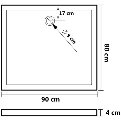 VidaXL Pravokutna ABS tu&amp;scaron;-kada crna 80 x 90 cm Slike