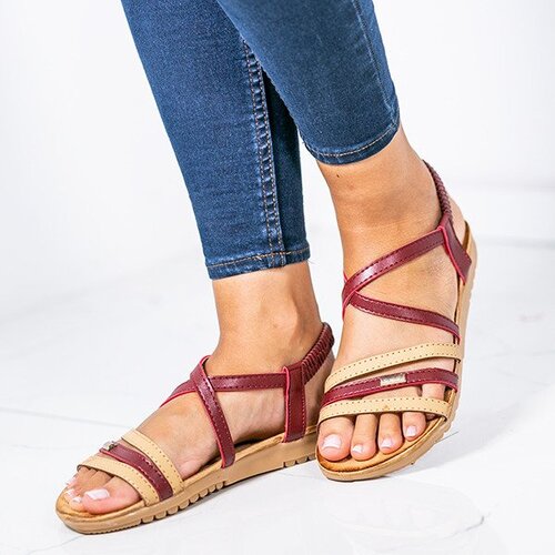 Resti Red and beige sandals with elastic Zsofia - Footwear Slike