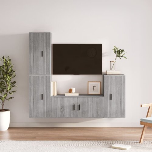 vidaXL 4-dijelni set TV ormarića sivog sonome konstruirano drvo Cijene