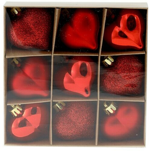  set kuglica za božićno drvce (crvene boje, plastika, 9 kom.) Cijene