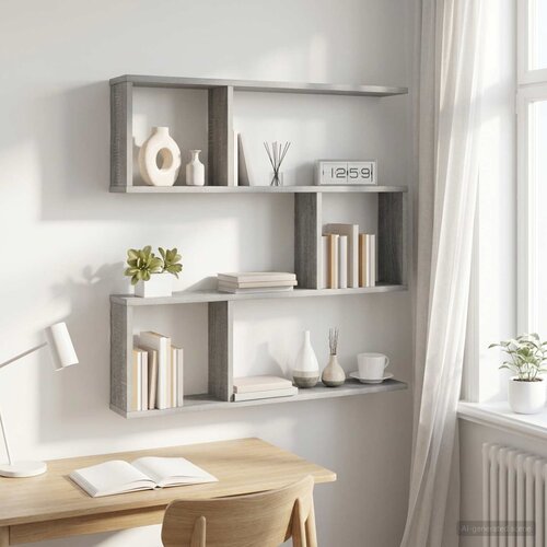  Polica na zidu Siva Sonoma 80 x 12 x 79,5 cm Konstruirano drvo Cijene