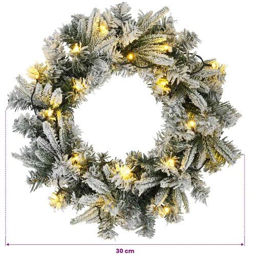  Božićni vijenac Zelena i bijela &amp;Oslash; 30 cm PVC i PE 25 LED lampica - Bijela 30 cm s LED svjetlima Slike