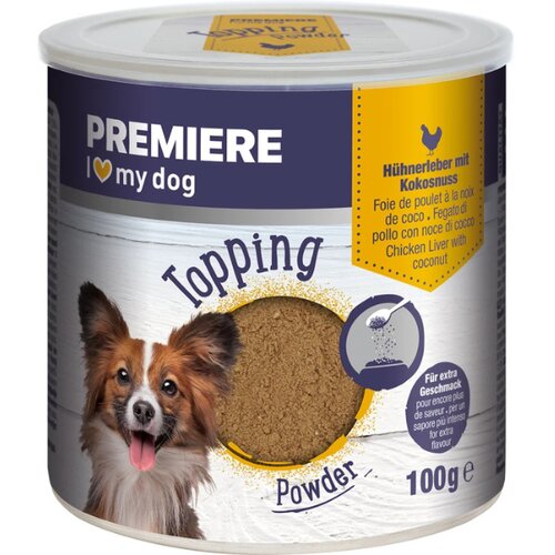 Premiere pribolj&amp;scaron;ek za pse Topping Powder pi&amp;scaron;čančja jetra in kokos 100 g Slike