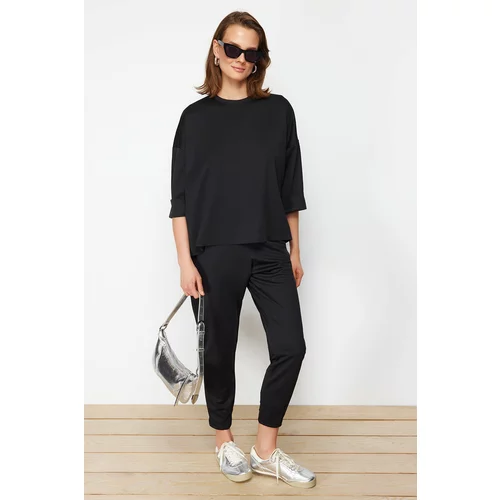 Trendyol Black Oversize/Wide Fit Knitted Bottom-Top Set
