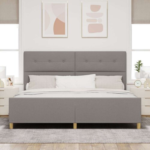  Smeđe-sivi krevet 200x200 cm od tkanine Slike