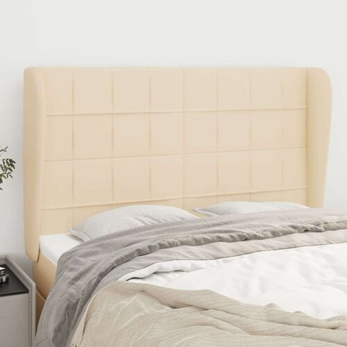  Uzglavlje s u&amp;scaron;ima krem 147x23x118/128 cm od tkanine Slike