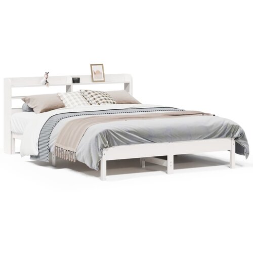 vidaXL Posteljni okvir brez vzmetnice bel 140x190 cm trdna borovina Cene