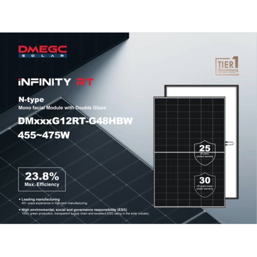 DMEGC Solar DMEGC 465 Wp DM465G12RT-G48HBW solar panel monofacial Cene