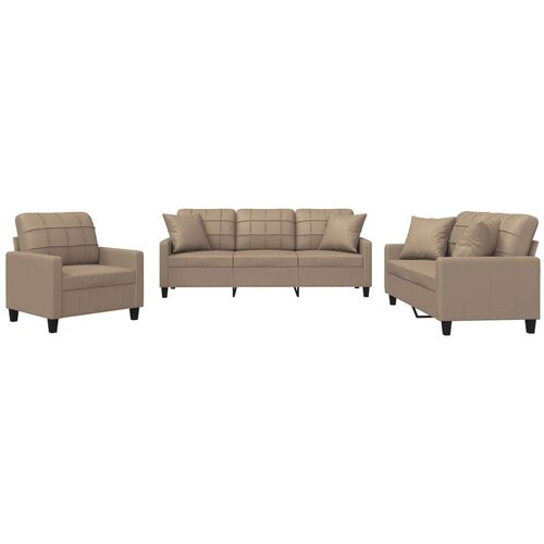 VidaXL 3-dijelni set sofa s jastucima boja cappuccina od umjetne kože Slike