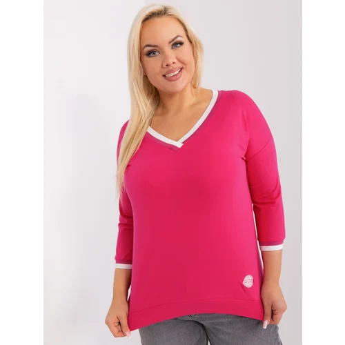 Fashion Hunters Full-color fuchsia blouse in a larger size with cuffs