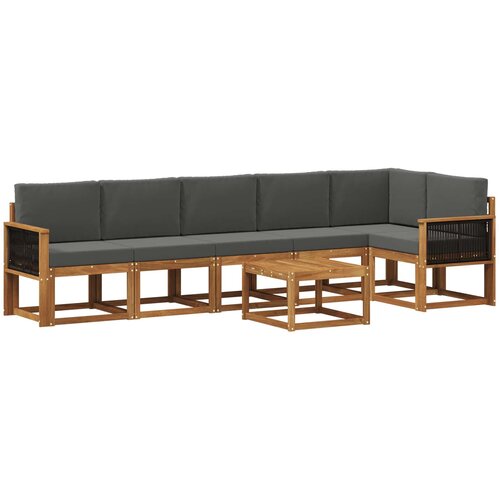 vidaXL Zunanja garnitura za sedenje 7 pcs Naravna in antracitna, (5000281771) Cene
