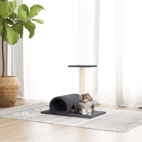 vidaXL Grebalica za mačke s tunelom tamnosiva 60 x 34,5 x 50 cm Cene