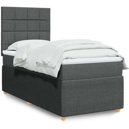 VidaXL Krevet s oprugama i madracem tamnosivi 90 x 190 cm od tkanine Slike