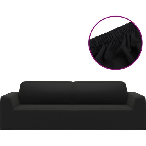 Maison Chic Prevleka za zunanjo pohi&amp;scaron;tvo - Raztegljiva prevleka za trosed črn poliester jersey, (21795086) Slike