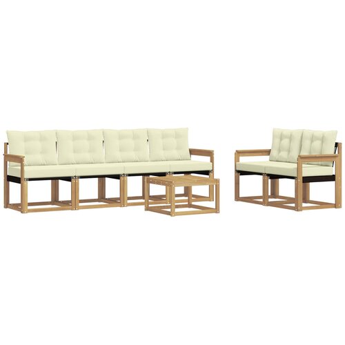 vidaXL Zunanja garnitura za sedenje z blazino 7 pcs Bela in krem, (5000270318) Cene