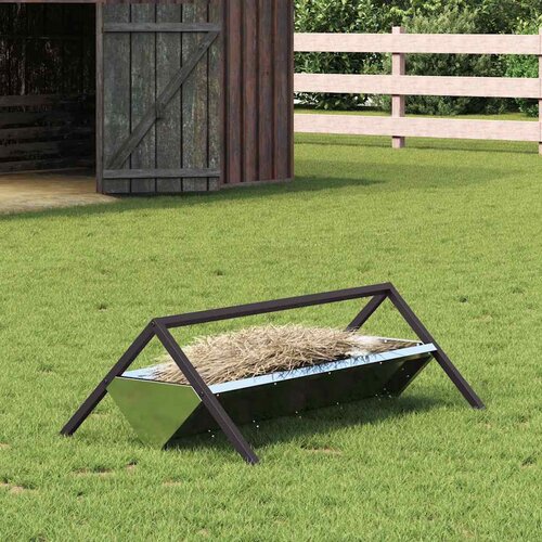 vidaXL Hranilnica za živino srebrna 111 x 76 x 38 cm Cinkana jeklena Cene