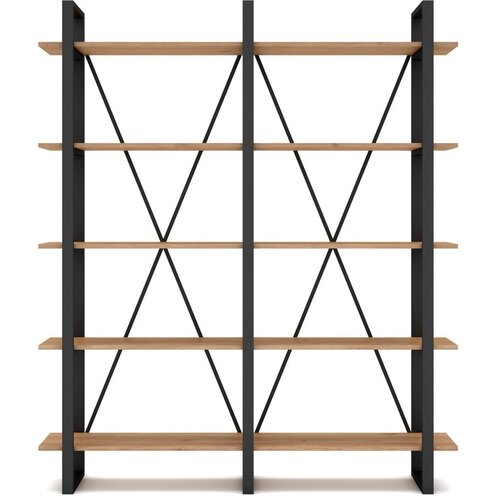 Marckeric Črn/naravni regal v hrastovem dekorju 150x180 cm Aviva – Marckeric Cene
