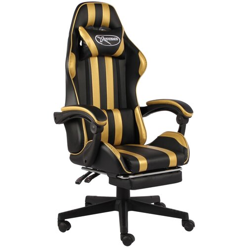 vidaXL racing stol z oporo za noge črno in zlato umetno usnje Cene
