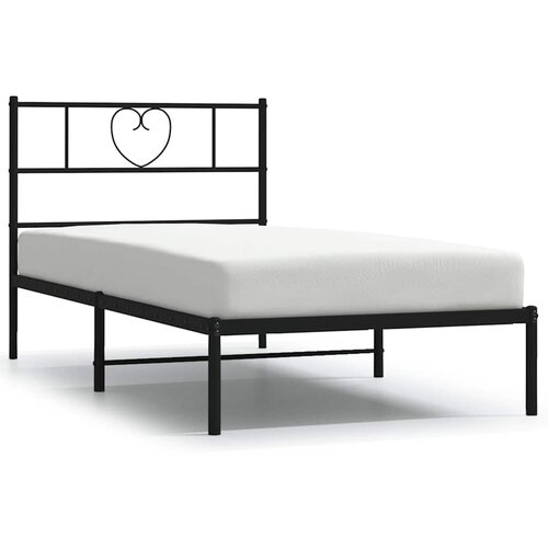  Metalni okvir za krevet s uzglavljem crni 100x190 cm Slike