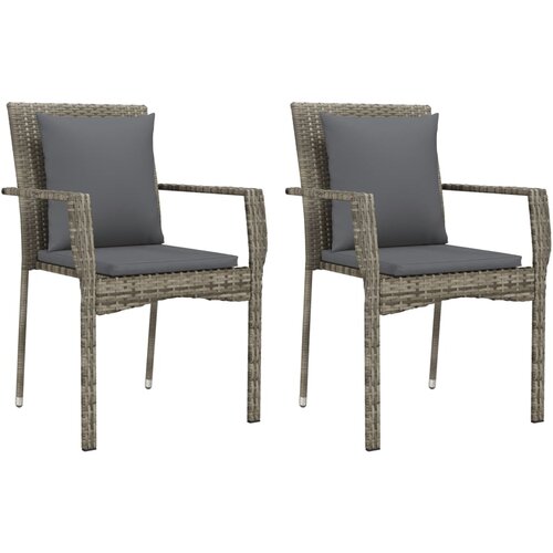 Maison Chic Vrtni stoli - Stol za vrt z blazinami 2 kosa poli ratan sive barve JS2134, (21876702) Slike