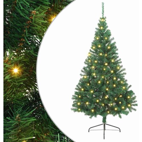 VidaXL Umetna predhodno osvetljena božična jelka Zelena 240 cm PVC Slike