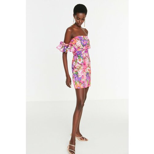 Trendyol Multi Colored Frill Detailed Dress Slike