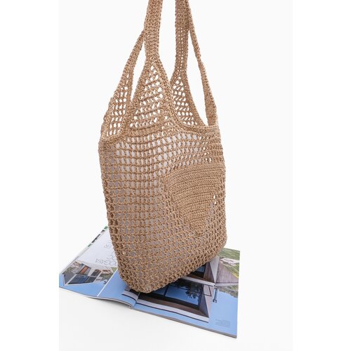 Marjin Women's Handmade Knitted Shoulder Bag Tayes Natural Straw Cene