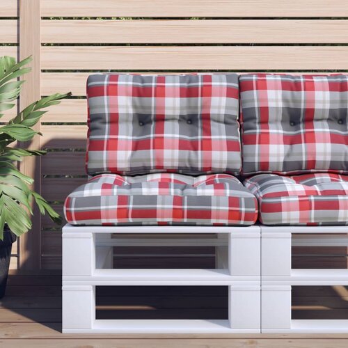 vidaXL Blazina za kavč iz palet rdeč karo vzorec 60x40x12 cm Cene