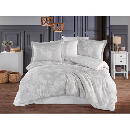 Avelina - Ecru, Grey EcruGrey Satin Double Quilt Cover Set Slike
