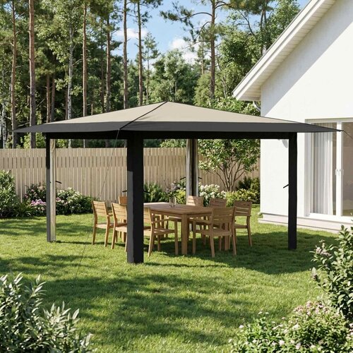 Gazebo bez bočnih strana 4 x 4 m Krem i Antracit - Krema i antracit Bez bočnog zida Cijene